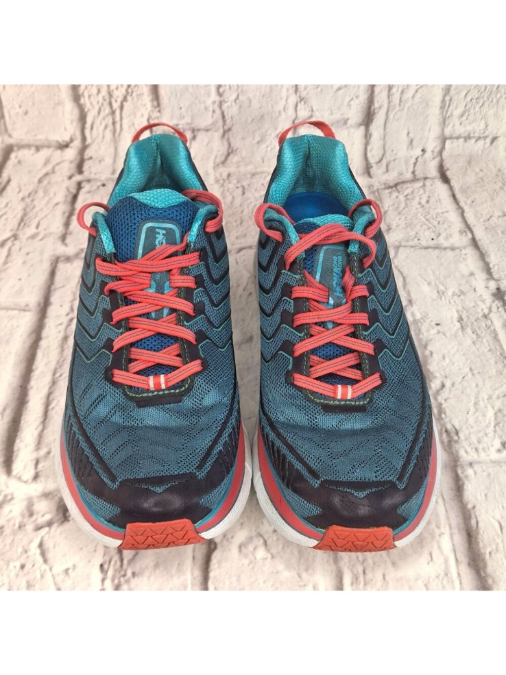 Hoka One One Clifton 4 Womens Running Shoes Size 9.5 Blue & Coral Cushioned - Picture 4 of 12
